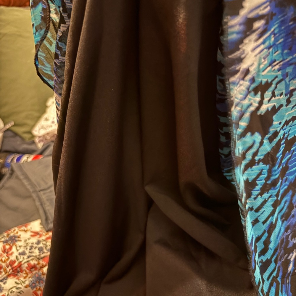 326- Avenue Teal & Blue Printed Layered Chiffon Top - Picture 4 of 4